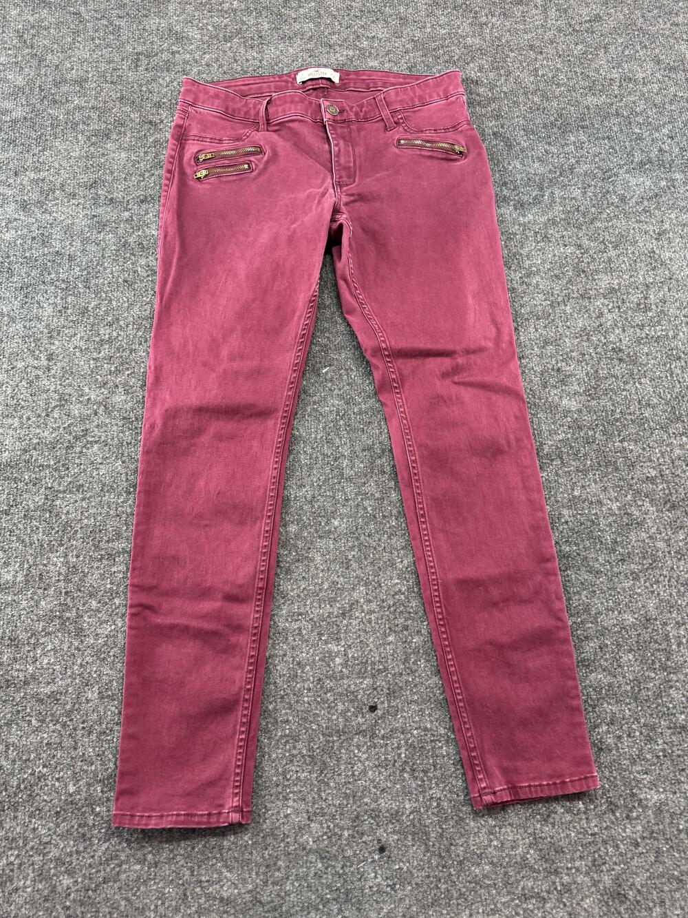 Hollister Jeans Juniors 7 Pink Slim Skinny Stretch Zipper Pocket Denim Pants